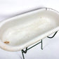 Vintage Hungarian Porcelain Baby Bath Tub w/Stand, Farmhouse Garden Planter A16,