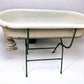 Vintage Hungarian Porcelain Baby Bath Tub w/Stand, Farmhouse Garden Planter A16,