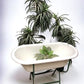 Vintage Hungarian Porcelain Baby Bath Tub w/Stand, Farmhouse Garden Planter A17,