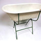 Vintage Hungarian Porcelain Baby Bath Tub w/Stand, Farmhouse Garden Planter A17,