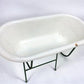 Vintage Hungarian Porcelain Baby Bath Tub w/Stand, Farmhouse Garden Planter A17,