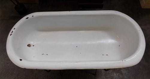 Vintage Hungarian Porcelain Baby Bath Tub w/Stand, Farmhouse Garden Planter A19,