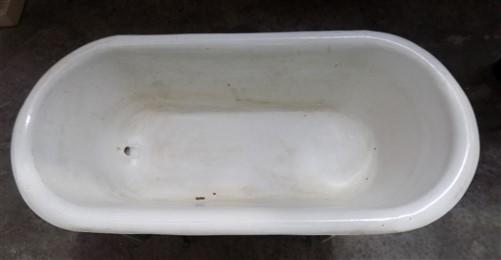 Vintage Hungarian Porcelain Baby Bath Tub w/Stand, Farmhouse Garden Planter A20,