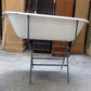 Vintage Hungarian Porcelain Baby Bath Tub w/Stand, Farmhouse Garden Planter A21,