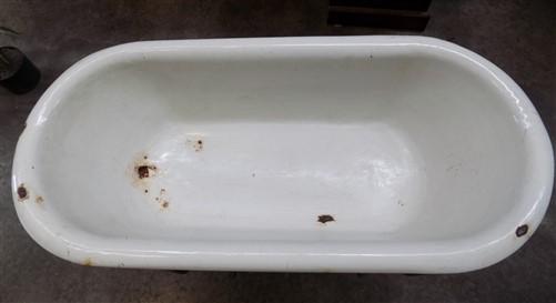 Vintage Hungarian Porcelain Baby Bath Tub w/Stand, Farmhouse Garden Planter A21,