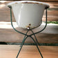 Vintage Hungarian Porcelain Baby Bath Tub w/Stand, Farmhouse Garden Planter A23,