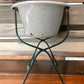 Vintage Hungarian Porcelain Baby Bath Tub w/Stand, Farmhouse Garden Planter A23,