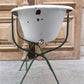 Vintage Hungarian Porcelain Baby Bath Tub w/Stand, Farmhouse Garden Planter A31,