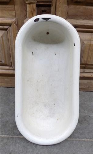 Vintage Hungarian Porcelain Baby Bath Tub w/Stand, Farmhouse Garden Planter A30,