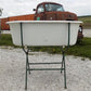 Vintage Hungarian Porcelain Baby Bath Tub w/Stand, Farmhouse Garden Planter A29,