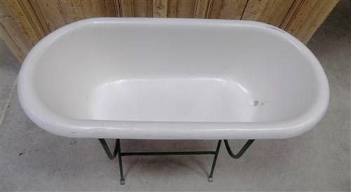 Vintage Hungarian Porcelain Baby Bath Tub w/Stand, Farmhouse Garden Planter A28