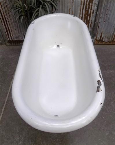 Vintage Hungarian Porcelain Baby Bath Tub w/Stand, Farmhouse Garden Planter A27,