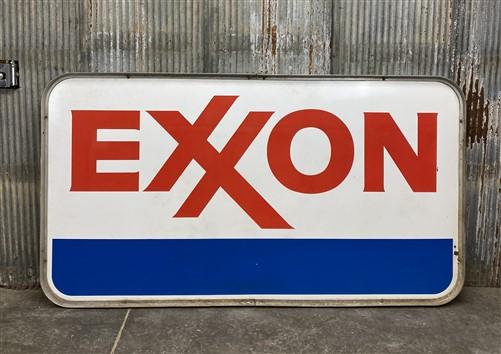 Exxon Sign, Vintage Aluminum Double Sided Sign, Exxon Motor Oil Advertising Sign