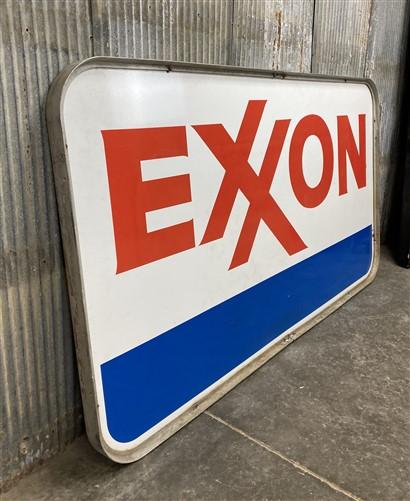 Exxon Sign, Vintage Aluminum Double Sided Sign, Exxon Motor Oil Advertising Sign