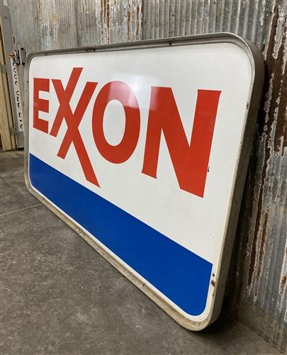 Exxon Sign, Vintage Aluminum Double Sided Sign, Exxon Motor Oil Advertising Sign