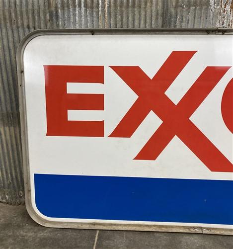 Exxon Sign, Vintage Aluminum Double Sided Sign, Exxon Motor Oil Advertising Sign