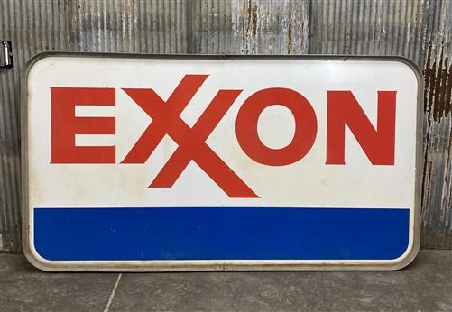 Exxon Sign, Vintage Aluminum Double Sided Sign, Exxon Motor Oil Advertising Sign