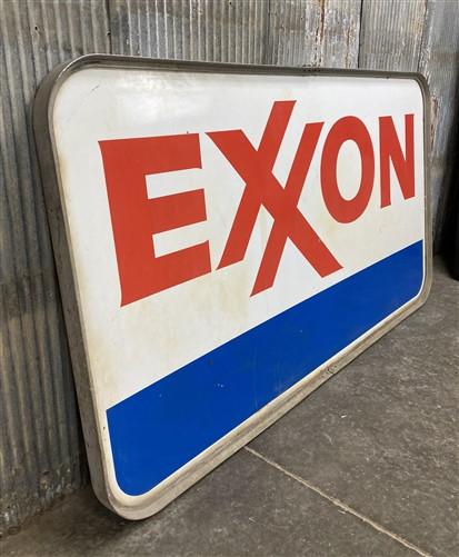 Exxon Sign, Vintage Aluminum Double Sided Sign, Exxon Motor Oil Advertising Sign