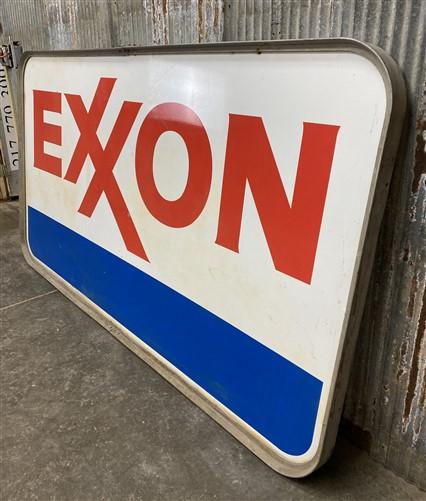 Exxon Sign, Vintage Aluminum Double Sided Sign, Exxon Motor Oil Advertising Sign