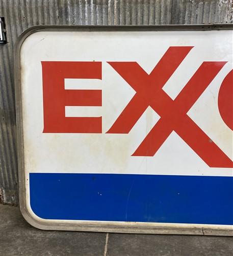 Exxon Sign, Vintage Aluminum Double Sided Sign, Exxon Motor Oil Advertising Sign