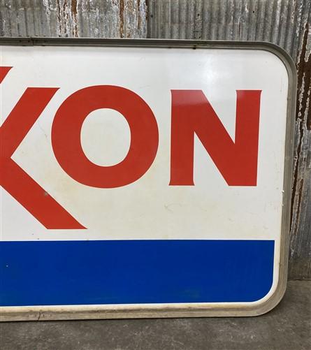 Exxon Sign, Vintage Aluminum Double Sided Sign, Exxon Motor Oil Advertising Sign