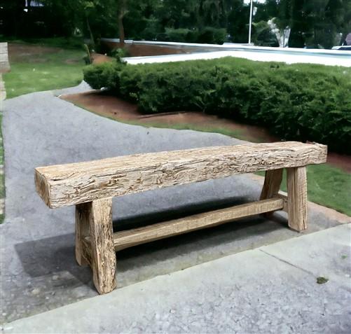 Rustic Log Bench, Vintage Reclaimed Wood Bench, Farmhouse Decor, Cabin Seat, E