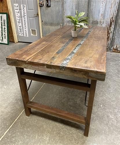 Wood Folding Table, Vintage Dining Room Table Kitchen Island Portable Table A126