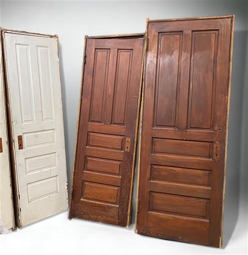 Set of 4 Vintage American Panel Doors in Jambs, Interior, Architectural Salvage