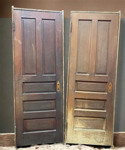 Set of 4 Vintage American Panel Doors in Jambs, Interior, Architectural Salvage