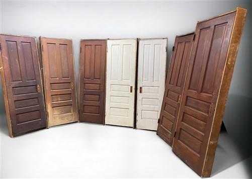 Set of 4 Vintage American Panel Doors in Jambs, Interior, Architectural Salvage