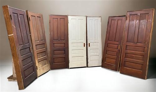 Set of 4 Vintage American Panel Doors in Jambs, Interior, Architectural Salvage