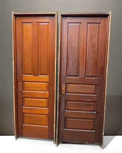 Set of 4 Vintage American Panel Doors in Jambs, Interior, Architectural Salvage