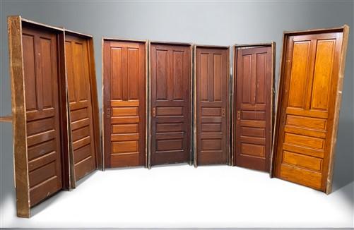 Set of 4 Vintage American Panel Doors in Jambs, Interior, Architectural Salvage