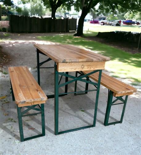 43" German Beer Garden Table Benches, Patio Table Bench Set, Picnic Table, A8