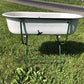 Vintage Hungarian Porcelain Baby Bath Tub w/Stand, Farmhouse Garden Planter A45,