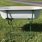 Vintage Hungarian Porcelain Baby Bath Tub w/Stand, Farmhouse Garden Planter A45,