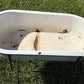 Vintage Hungarian Porcelain Baby Bath Tub w/Stand, Farmhouse Garden Planter A45,