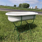 Vintage Hungarian Porcelain Baby Bath Tub w/Stand, Farmhouse Garden Planter A46,