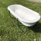 Vintage Hungarian Porcelain Baby Bath Tub w/Stand, Farmhouse Garden Planter A46,