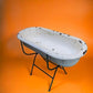 Vintage Hungarian Porcelain Baby Bath Tub w/Stand, Farmhouse Garden Planter A39,