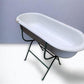 Vintage Hungarian Porcelain Baby Bath Tub w/Stand, Farmhouse Garden Planter A36,