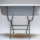 Vintage Hungarian Porcelain Baby Bath Tub w/Stand, Farmhouse Garden Planter A36,