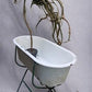 Vintage Hungarian Porcelain Baby Bath Tub w/Stand, Farmhouse Garden Planter A34,