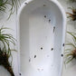 Vintage Hungarian Porcelain Baby Bath Tub w/Stand, Farmhouse Garden Planter A34,