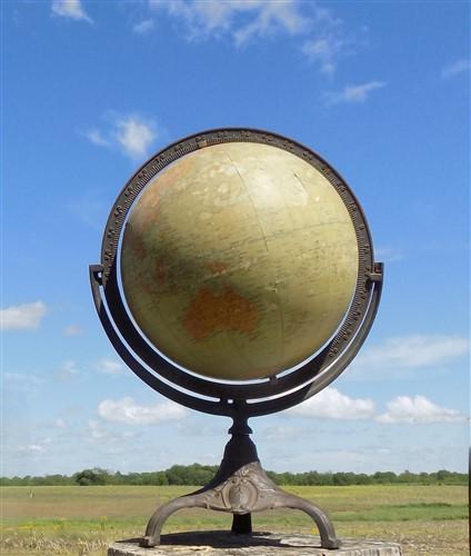 Rand McNally 12 Inch Globe, Cast Iron Art Deco Stand, Pre WW2 World Globe,