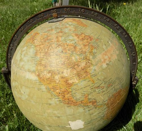 Rand McNally 12 Inch Globe, Cast Iron Art Deco Stand, Pre WW2 World Globe,