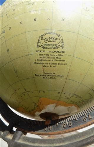 Rand McNally 12 Inch Globe, Cast Iron Art Deco Stand, Pre WW2 World Globe,