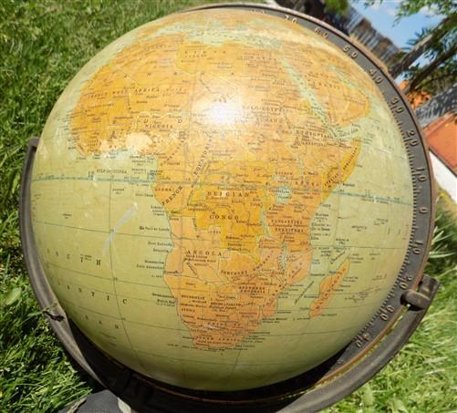 Rand McNally 12 Inch Globe, Cast Iron Art Deco Stand, Pre WW2 World Globe,