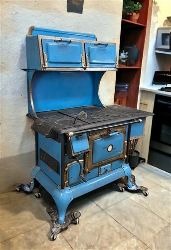 Vintage Wood Burning Stove, Quick Meal Enamel Cast Iron Stove, Wood Cook Stove