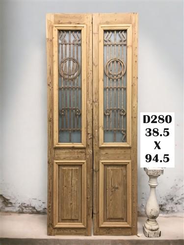 Antique French Double Doors (38.5x94.5) Iron Wood Doors, European Doors D280